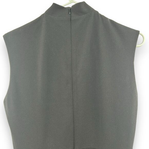 Calvin Klein Black Stretch jumpsuit Tie Neck Pockets Size 10 Wide Leg EUC - Picture 6 of 11